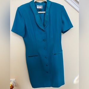 Kasper ASL Short-Sleeve Blue One Piece Work Dress